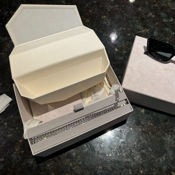 BNIB!  Authentic JIMMY CHOO JC5033B RHINESTONE SUNGLASSES WITH RHINESTONE CHAIN - Picture 7 of 9